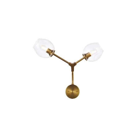 Elegant Lighting Elegant Lighting Cavoli 2 Lights Wall Sconce, Brass 1712W26BR